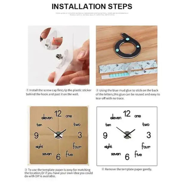 Acrylic Wall Clock 3D Wooden DIY